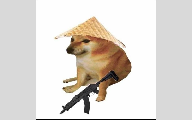 Meme chó cầm súng 1