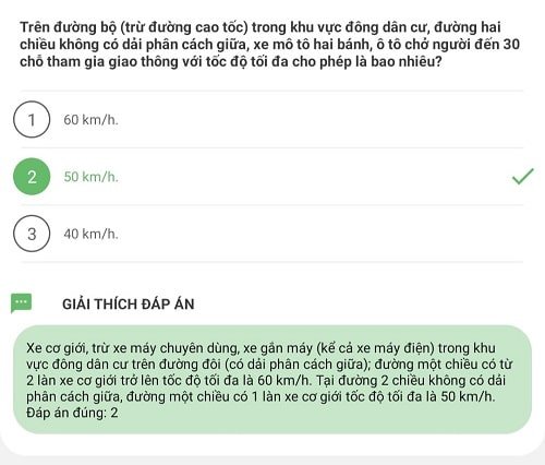 Câu hỏi về tốc độ áp dụng mẹo thi bằng B1 nào