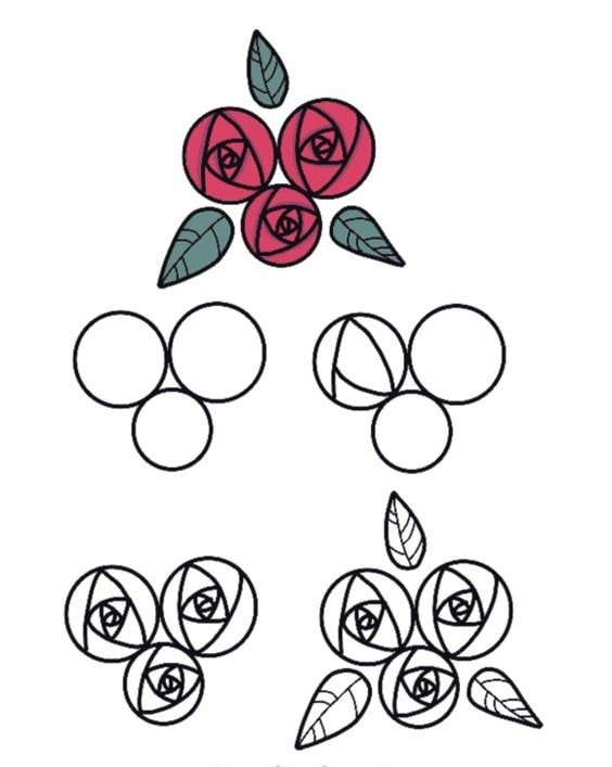 cách vẽ bông hoa hồng