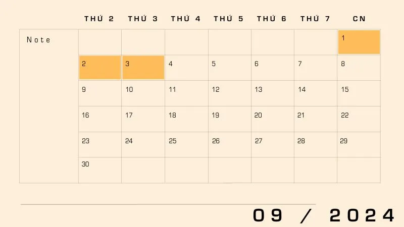 Lịch nghỉ lễ 2/9 với người lao động có chế độ nghỉ 1 ngày/tuần