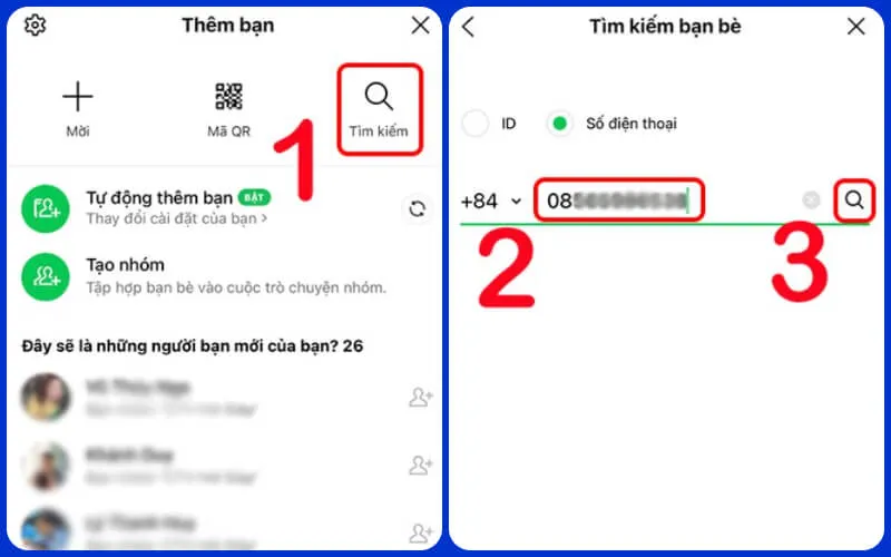 Tìm số điện thoại bằng LINE